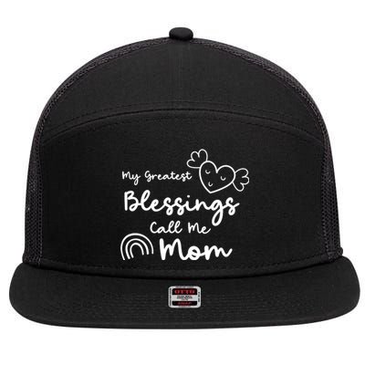 My Greatest Blessing Call Me Mom Cute Gift 7 Panel Mesh Trucker Snapback Hat