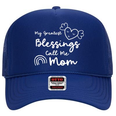 My Greatest Blessing Call Me Mom Cute Gift High Crown Mesh Back Trucker Hat