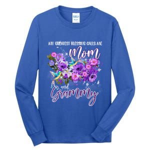 My Greatest Blessing Calls Me Mom And Grammy Hummingbirds Gift Tall Long Sleeve T-Shirt