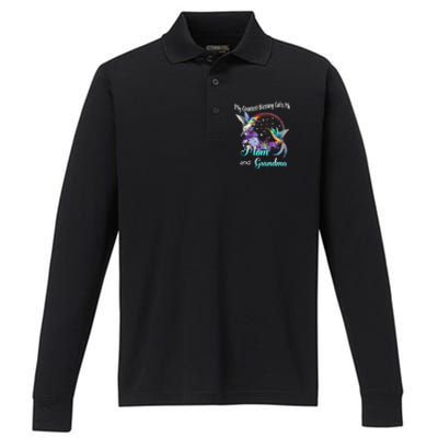 My Greatest Blessing Calls Me Mom And Grandma Hummingbird Meaningful Gift Performance Long Sleeve Polo