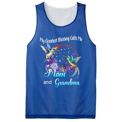 My Greatest Blessing Calls Me Mom And Grandma Hummingbird Meaningful Gift Mesh Reversible Basketball Jersey Tank