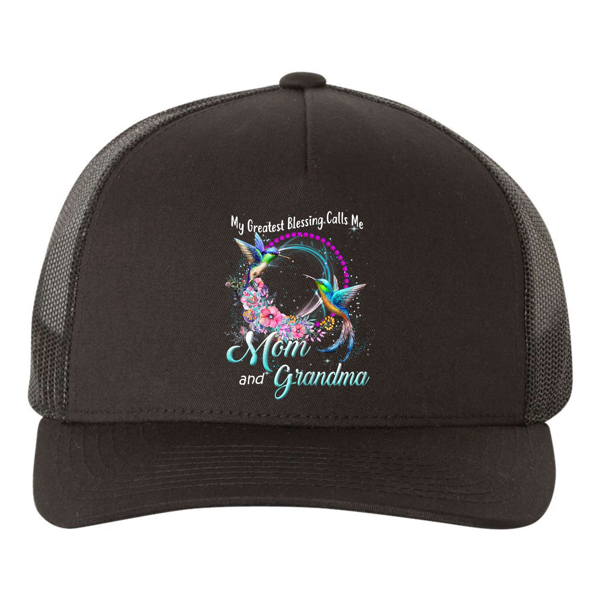 My Greatest Blessing Calls Me Mom And Grandma Hummingbirds Gift Yupoong Adult 5-Panel Trucker Hat