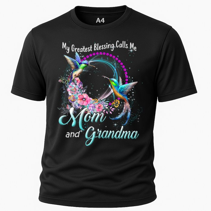 My Greatest Blessing Calls Me Mom And Grandma Hummingbirds Gift Cooling Performance Crew T-Shirt