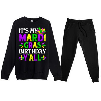 Mardi Gras Birthday Party Yall Mardi Gras Meaningful Gift Premium Crewneck Sweatsuit Set