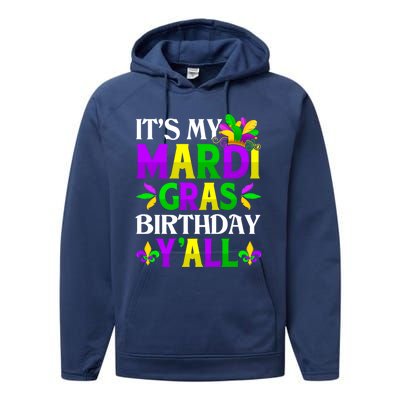 Mardi Gras Birthday Party Yall Mardi Gras Meaningful Gift Performance Fleece Hoodie