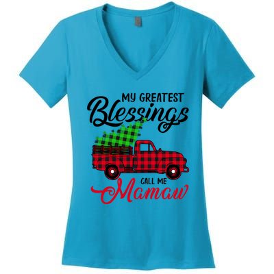 My Greatest Blessings Call Me Mamaw Xmas Funny Gift Christmas Cool Gift Women's V-Neck T-Shirt