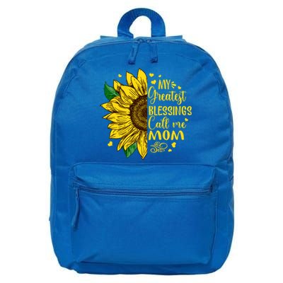 My Greatest Blessings Call Me Mom Sunflower Funny Gift 16 in Basic Backpack