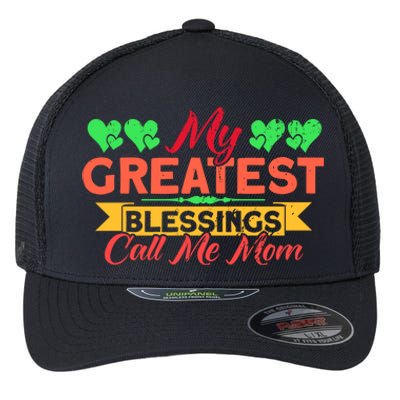 My Greatest Blessings Call Me Mom Vintage Mother Gift Flexfit Unipanel Trucker Cap