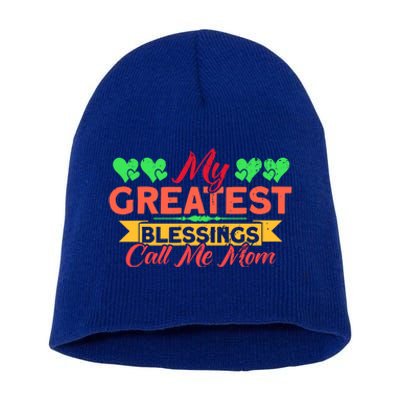 My Greatest Blessings Call Me Mom Vintage Mother Gift Short Acrylic Beanie