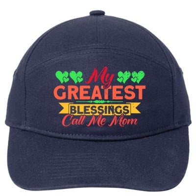 My Greatest Blessings Call Me Mom Vintage Mother Gift 7-Panel Snapback Hat