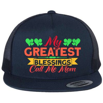 My Greatest Blessings Call Me Mom Vintage Mother Gift Flat Bill Trucker Hat