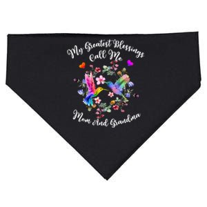 My Greatest Blessing Call Me Mom And Grandma Hummingbird Gift USA-Made Doggie Bandana