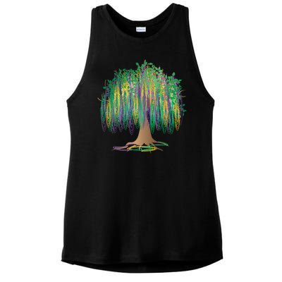 Mardi Gras Beaded Tree Ladies PosiCharge Tri-Blend Wicking Tank