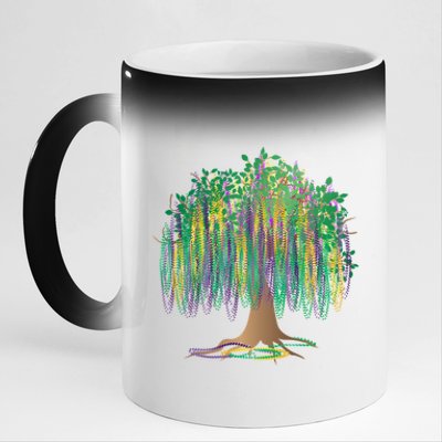 Mardi Gras Beaded Tree 11oz Black Color Changing Mug