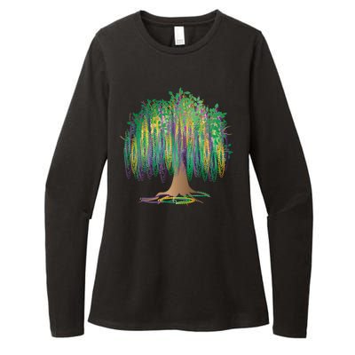 Mardi Gras Beaded Tree Womens CVC Long Sleeve Shirt