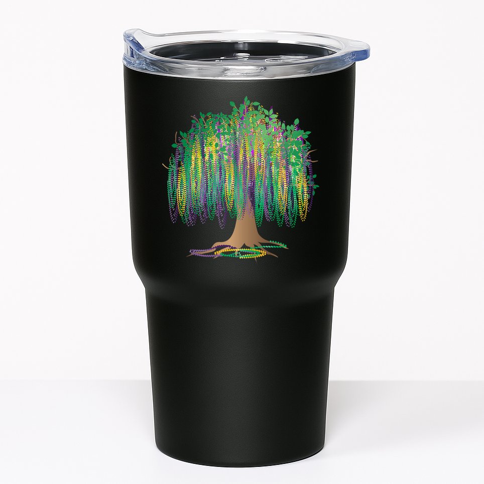 Mardi Gras Beaded Tree Tumbler