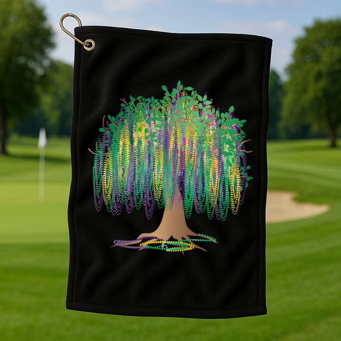 Mardi Gras Beaded Tree Golf Towel