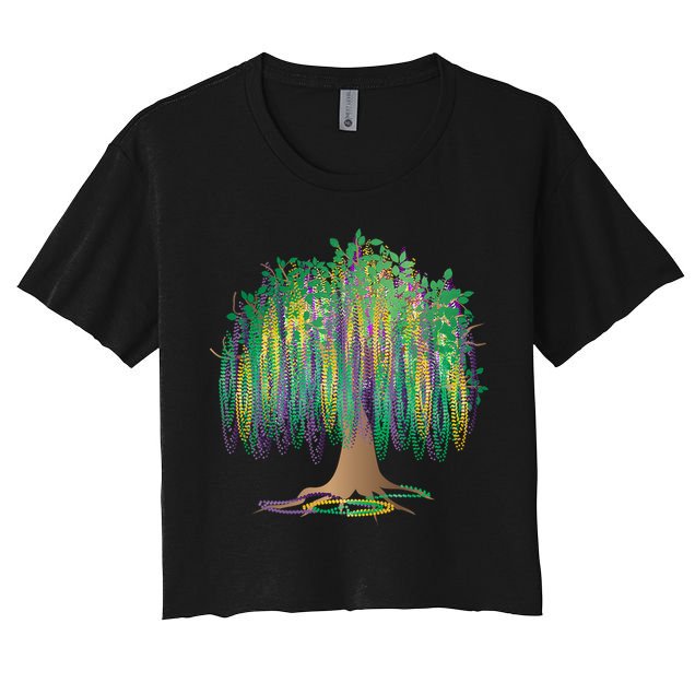 Mardi Gras Beaded Tree Crop Top