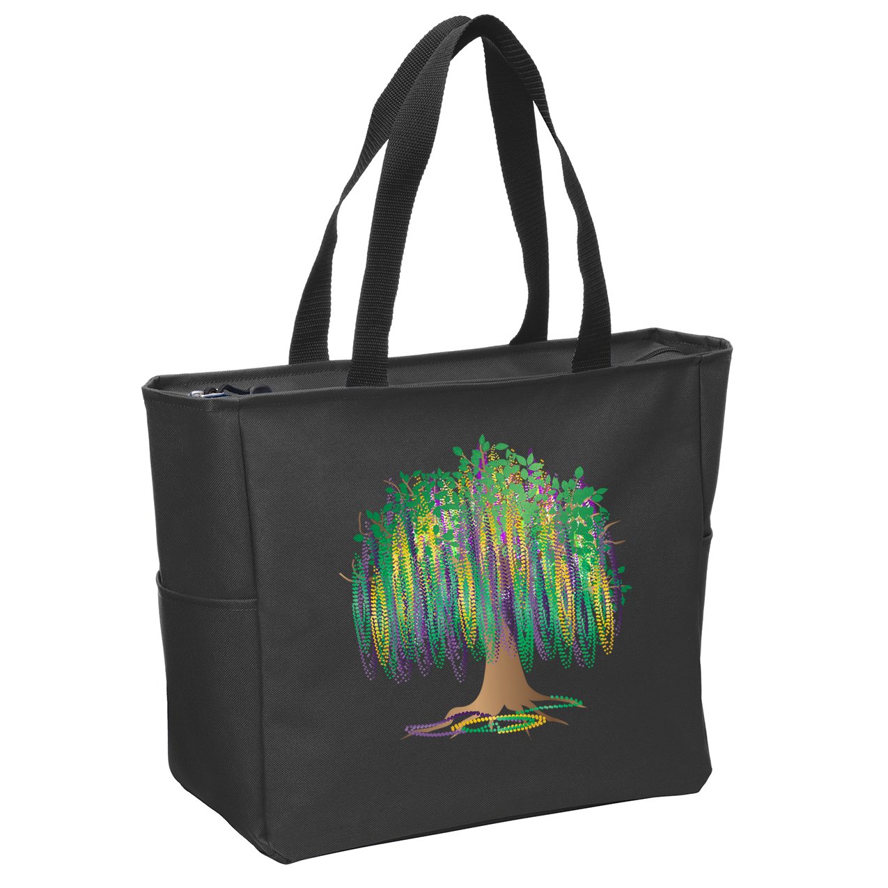 Mardi Gras Beaded Tree Zip Tote Bag