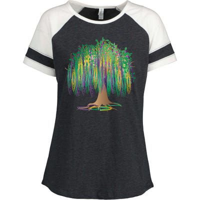 Mardi Gras Beaded Tree Enza Ladies Jersey Colorblock Tee