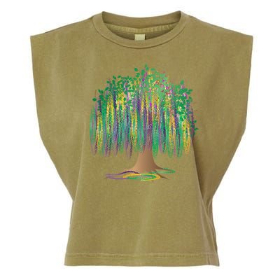 Mardi Gras Beaded Tree Garment-Dyed Women's Muscle Tee