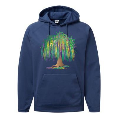 Mardi Gras Beaded Tree Performance Fleece Hoodie