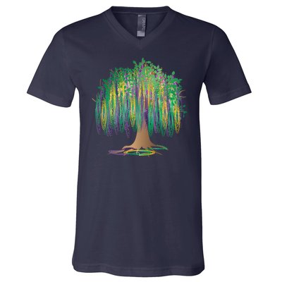 Mardi Gras Beaded Tree V-Neck T-Shirt