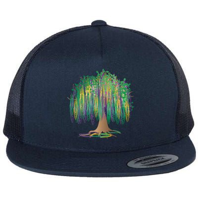 Mardi Gras Beaded Tree Flat Bill Trucker Hat