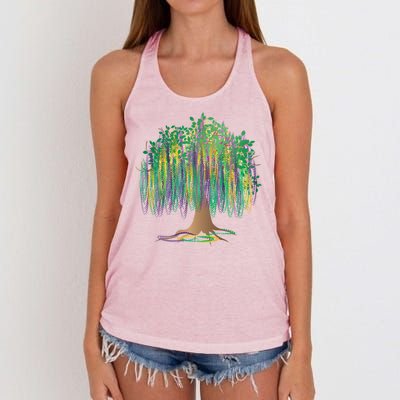 Mardi Gras Beaded Tree Women's Knotted Racerback Tank