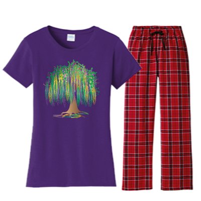 Mardi Gras Beaded Tree Women's Flannel Pajama Set