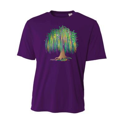 Mardi Gras Beaded Tree Youth Performance Sprint T-Shirt