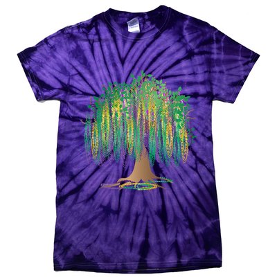 Mardi Gras Beaded Tree Tie-Dye T-Shirt