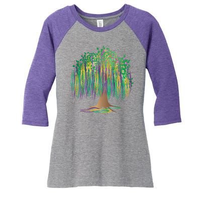 Mardi Gras Beaded Tree Women's Tri-Blend 3/4-Sleeve Raglan Shirt