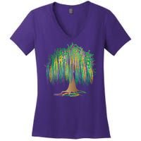 Mardi Gras Beaded Tree Women's V-Neck T-Shirt