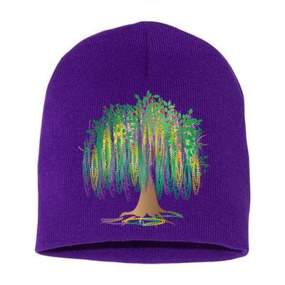 Mardi Gras Beaded Tree Short Acrylic Beanie