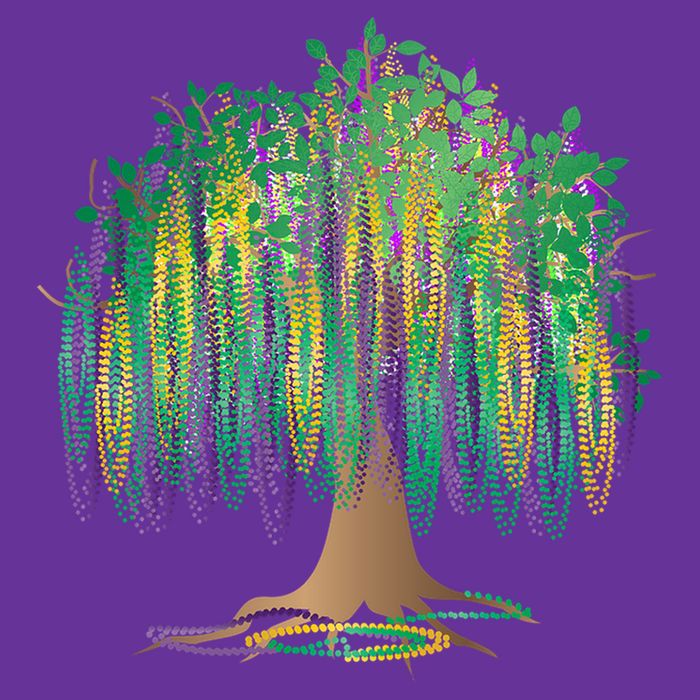 Mardi Gras Beaded Tree Short Acrylic Beanie