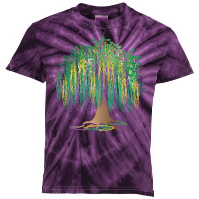 Mardi Gras Beaded Tree Kids Tie-Dye T-Shirt