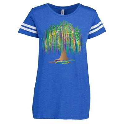 Mardi Gras Beaded Tree Enza Ladies Jersey Football T-Shirt