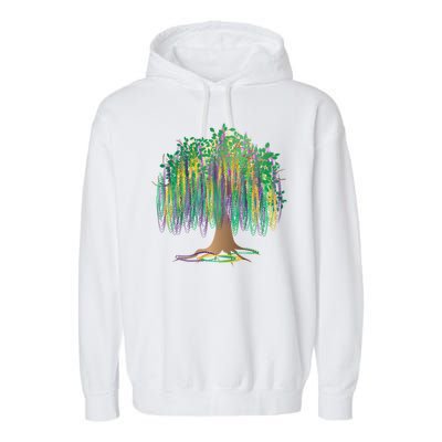 Mardi Gras Beaded Tree Garment-Dyed Fleece Hoodie