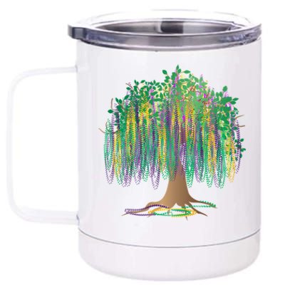 Mardi Gras Beaded Tree 12 oz Stainless Steel Tumbler Cup