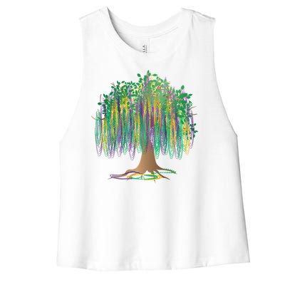 Mardi Gras Beaded Tree Women's Racerback Cropped Tank