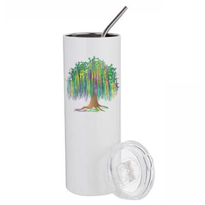 Mardi Gras Beaded Tree Stainless Steel Tumbler