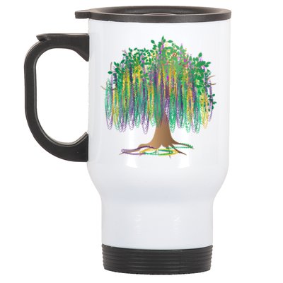 Mardi Gras Beaded Tree Stainless Steel Travel Mug