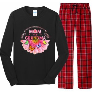 My Greatest Blessings Call Me Mom And Grandma Gift Long Sleeve Pajama Set