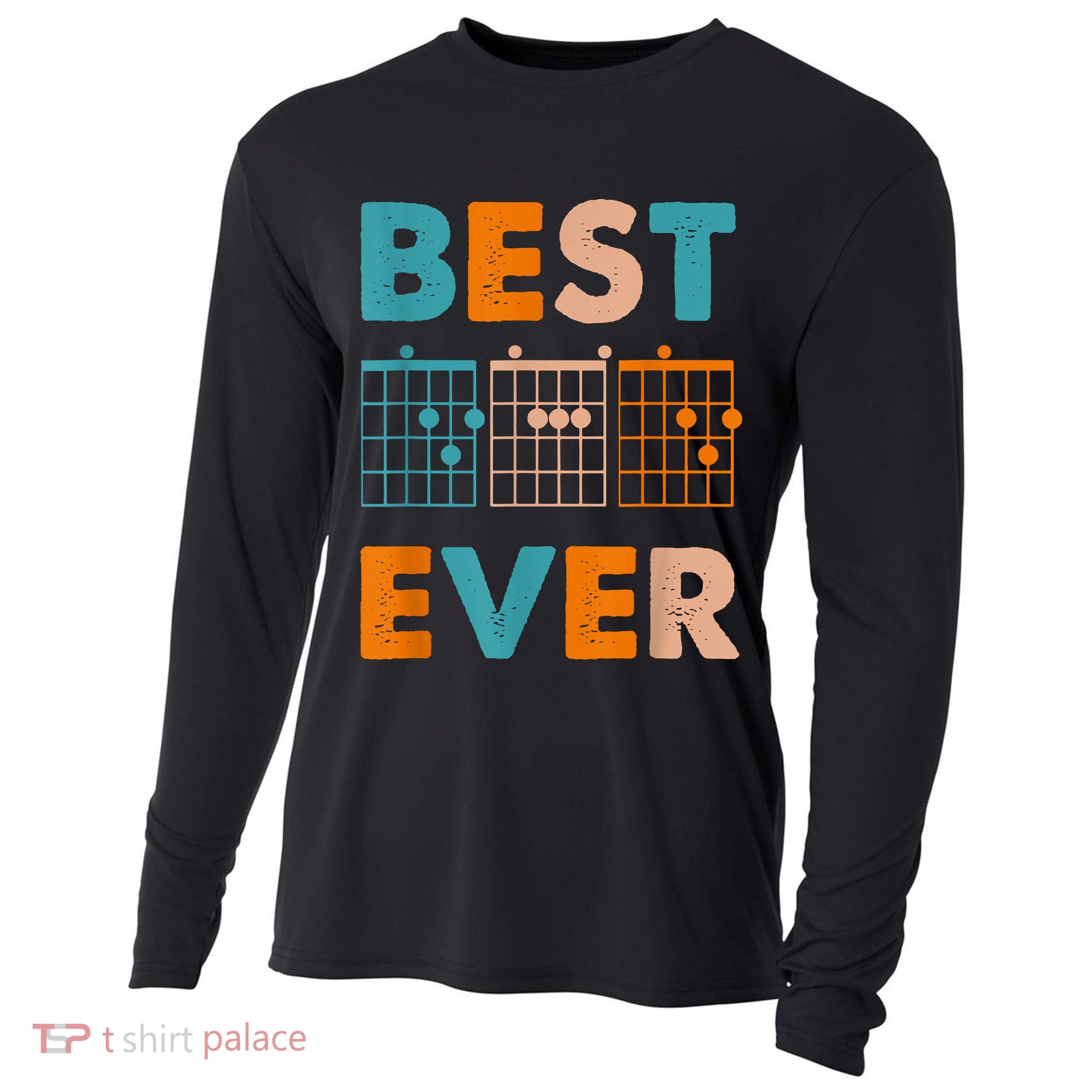 Musician Guitarist Best Dad Ever Fathers Day Cooling Performance Long Sleeve Crew