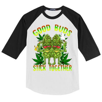 Marijuana Good Buds Stick Together Couples 420 Weed Cannabis Kids Colorblock Raglan Jersey