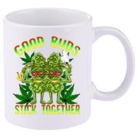 Marijuana Good Buds Stick Together Couples 420 Weed Cannabis 11oz C Handle Ceramic Mug