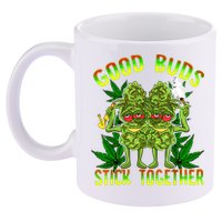 Marijuana Good Buds Stick Together Couples 420 Weed Cannabis 11oz C Handle Ceramic Mug