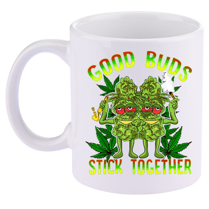 Marijuana Good Buds Stick Together Couples 420 Weed Cannabis 11oz C Handle Ceramic Mug
