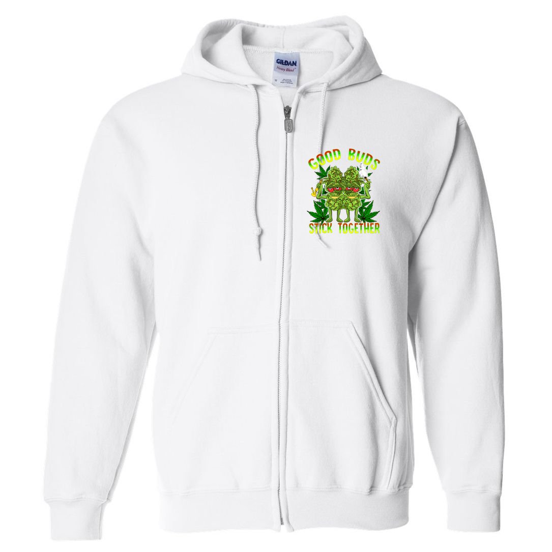 Marijuana Good Buds Stick Together Couples 420 Weed Cannabis Full Zip Hoodie